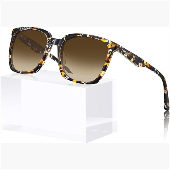 Acetate Oversized Square Polarized Sunglasses for Women Big Face Retro main image 4